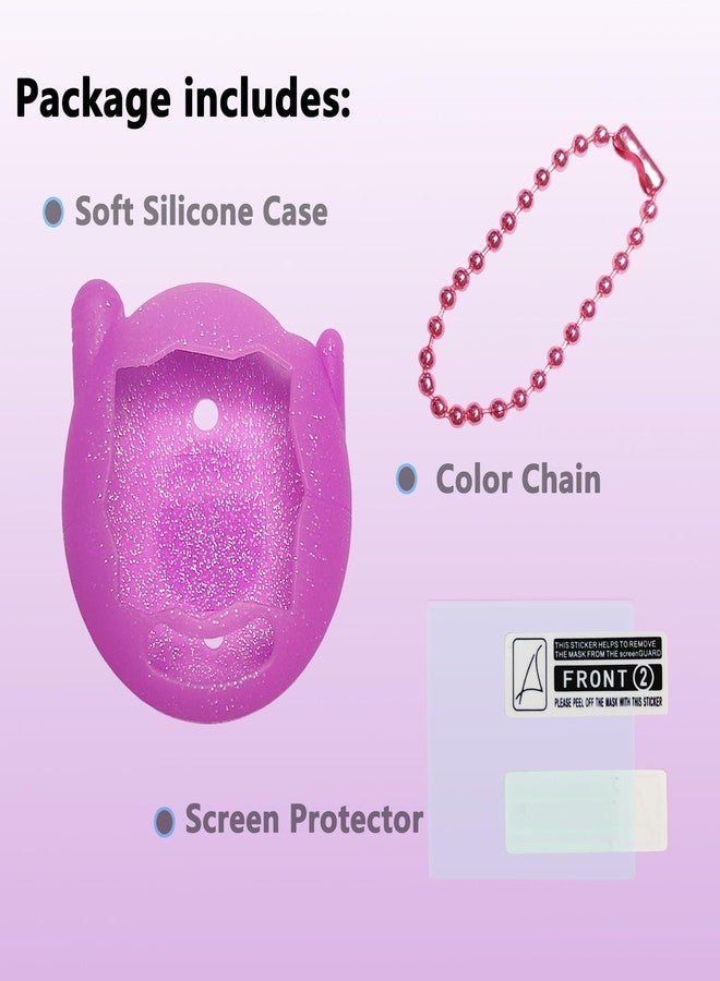 JCHPINE Silicone Cover Case for Tamagotchi Connection Virtual Reality Pet, Screen Protector for Tamagotchi Connection Electronic Pet Accessories (Silicone Case and Screen Film) (Purple) - Image 2